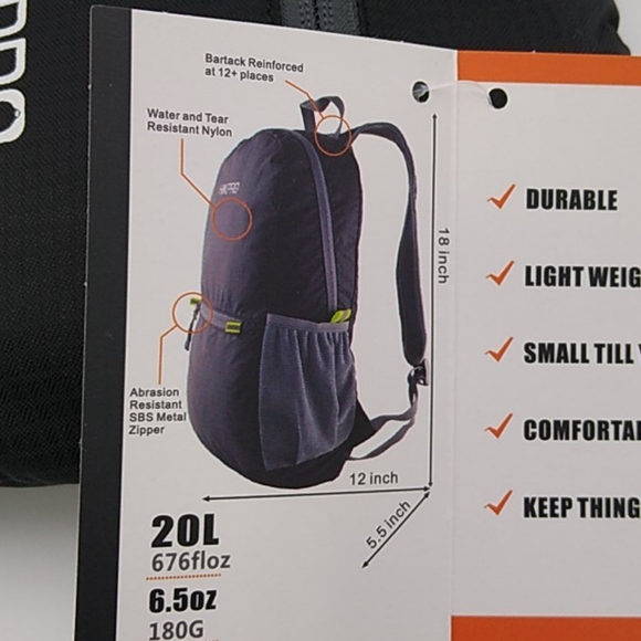 Hikpro 20L Durable Lightweight Packable Backpack - Picture 8 of 10